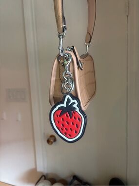 Coach leather strawberry bag charm